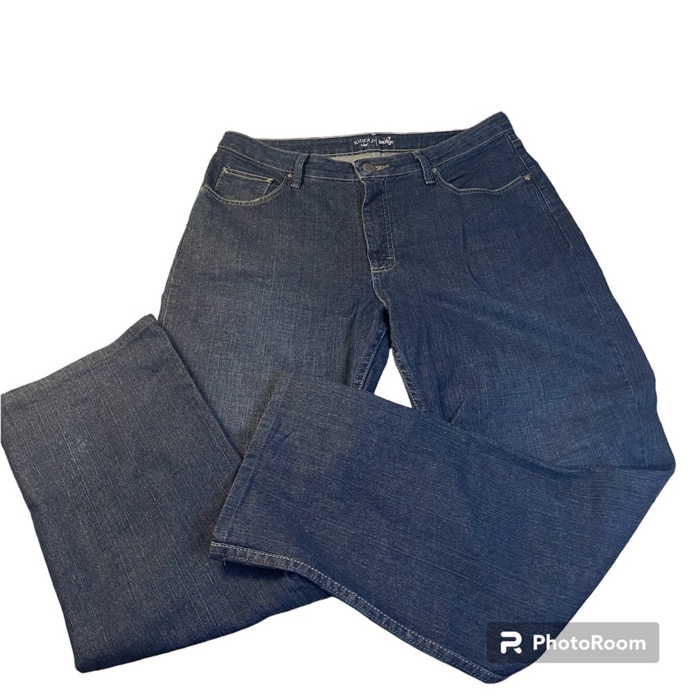 Riders By Lee Indigo Jeans Women's Size 14L Straight Leg Mid Rise Dark Blue